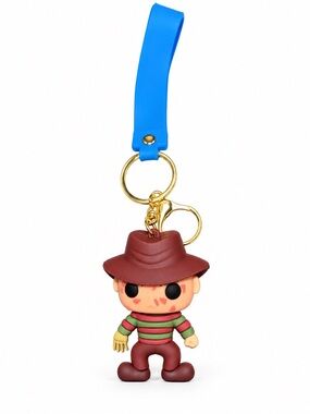 New Freddy Krueger Horror Keychain Blue Wrist Strap Bag Charm